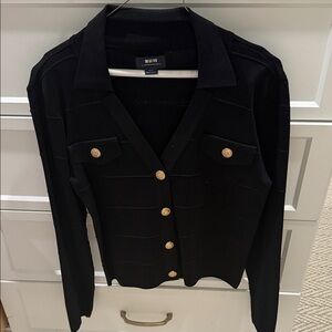 Maeve Black Blazer with Gold Buttons